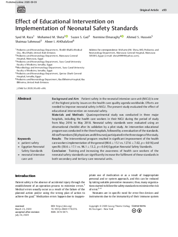(PDF) Effect of Educational Intervention on Implementation of Neonatal ...