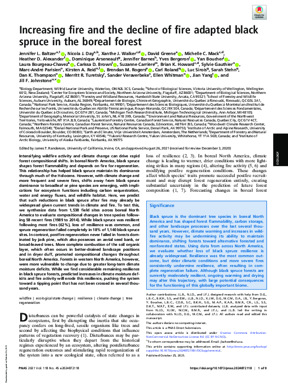 (PDF) Increasing fire and the decline of fire adapted black spruce in ...