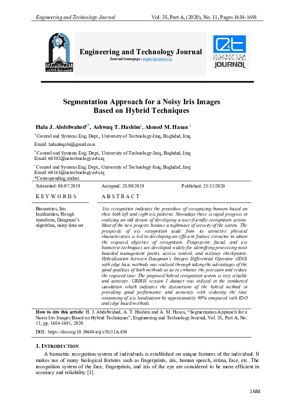(PDF) Segmentation Approach for a Noisy Iris Images Based on Hybrid ...