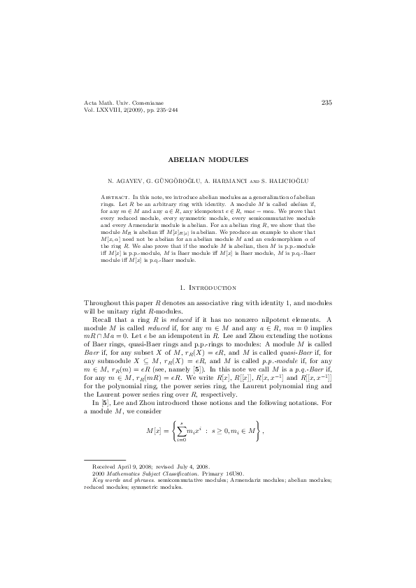 (PDF) Abelian modules