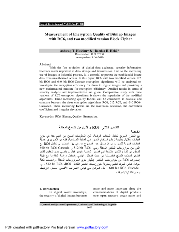 (PDF) Measurement of Encryption Quality of Bitmap Images with RC6, and ...