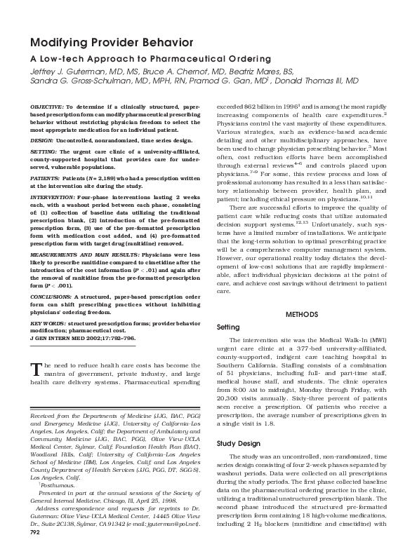 (PDF) Modifying provider behavior