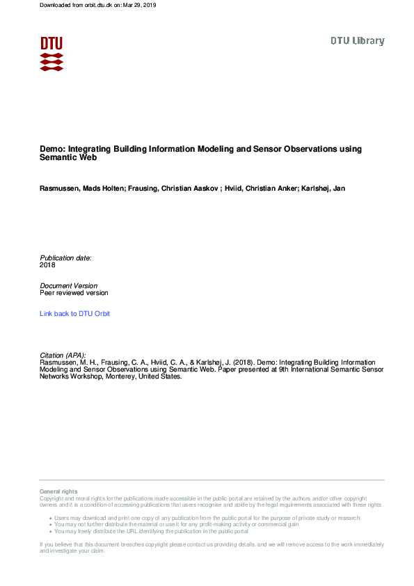 (PDF) Demo: Integrating Building Information Modeling and Sensor ...