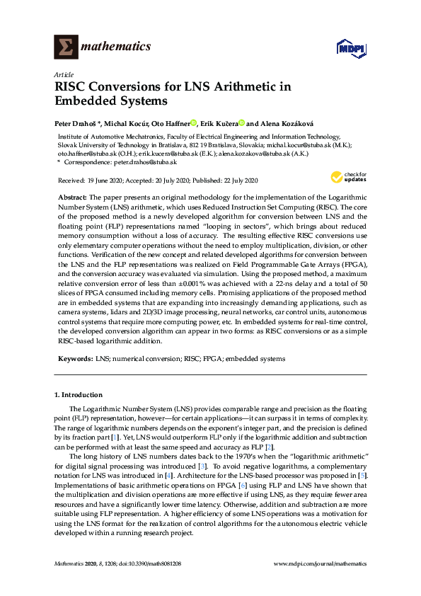 (PDF) RISC Conversions for LNS Arithmetic in Embedded Systems