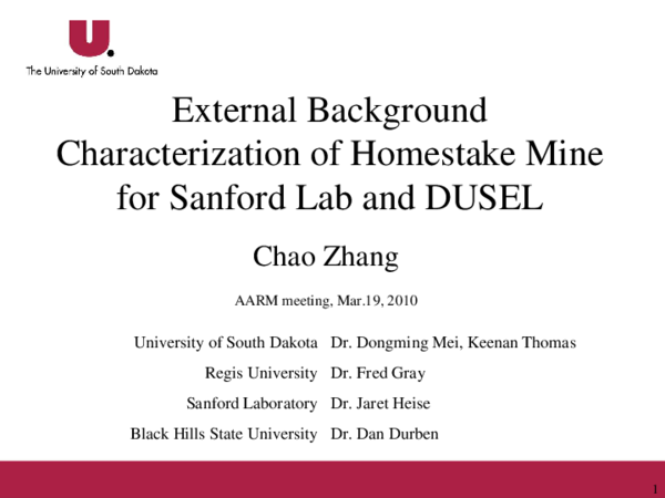 (PDF) Update on External Background Characterization of Homestake Mine ...