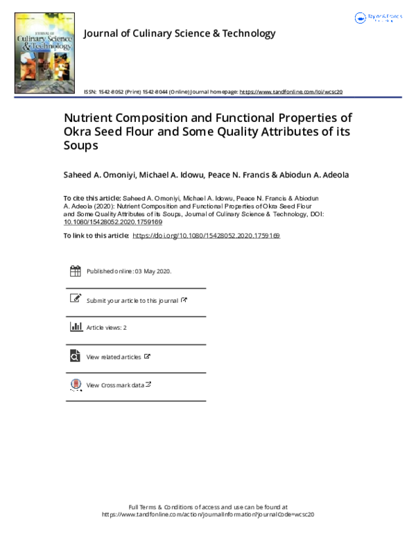 (PDF) Nutrient Composition and Functional Properties of Okra Seed Flour ...