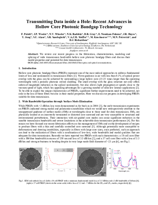 (PDF) Transmitting Data Inside a Hole: Recent Advances in Hollow Core ...