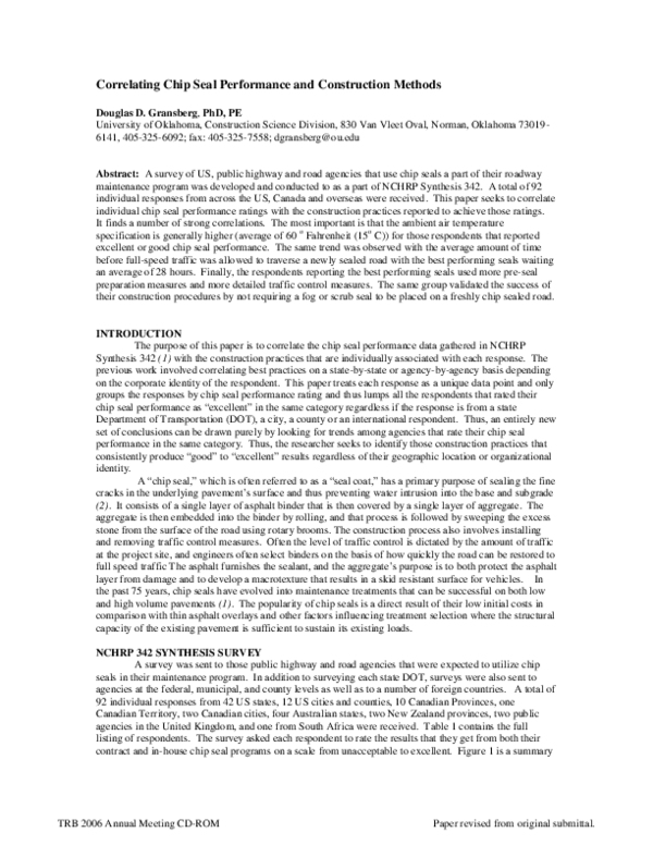 (PDF) Correlating Chip Seal Performance and Construction Methods