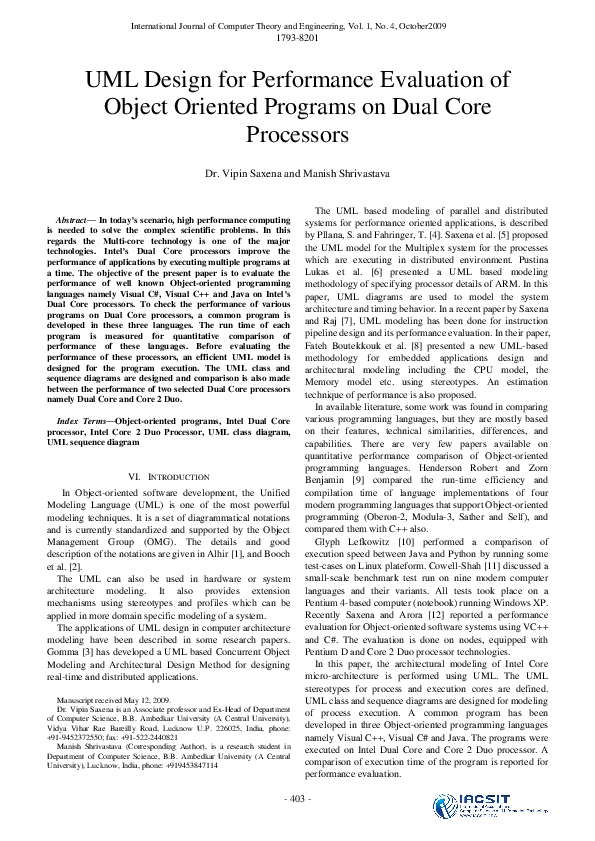 (PDF) UML Design for Performance Evaluation of Object Oriented Programs ...