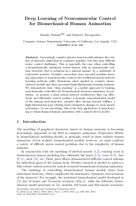 (PDF) Deep Learning of Neuromuscular Control for Biomechanical Human ...