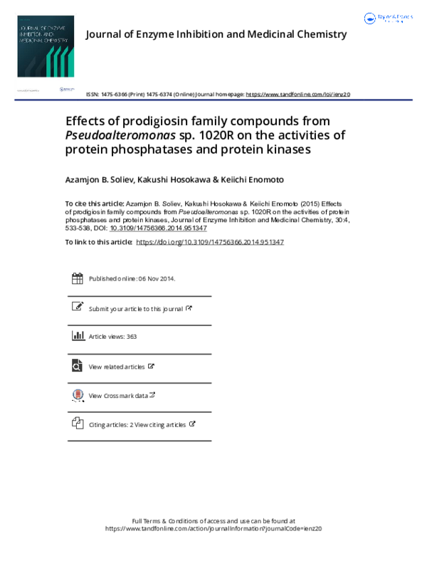 (PDF) Effects of prodigiosin family compounds fromPseudoalteromonassp ...