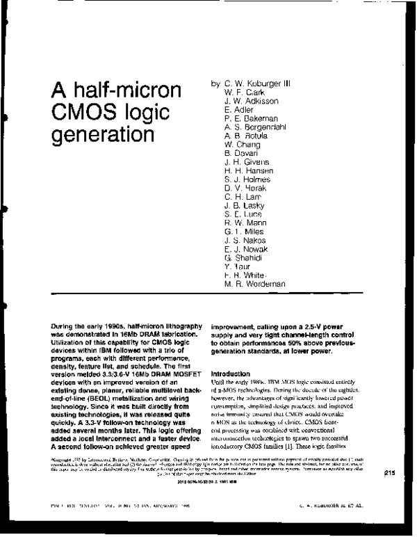 (PDF) A halfmicron CMOS logic generation Yuan Taur Academia.edu