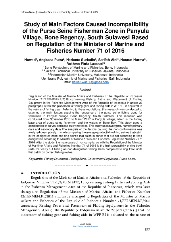 (PDF) Study of Main Factors Caused Incompatibility of the Purse Seine ...