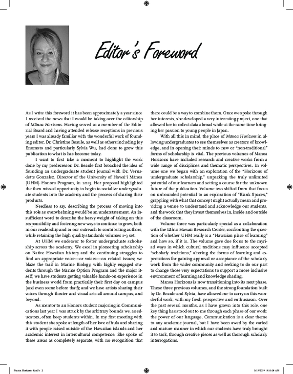 (PDF) Editor's Foreword and Cover Art Statement