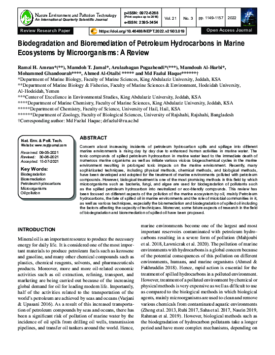 (PDF) Biodegradation and Bioremediation of Petroleum Hydrocarbons in ...