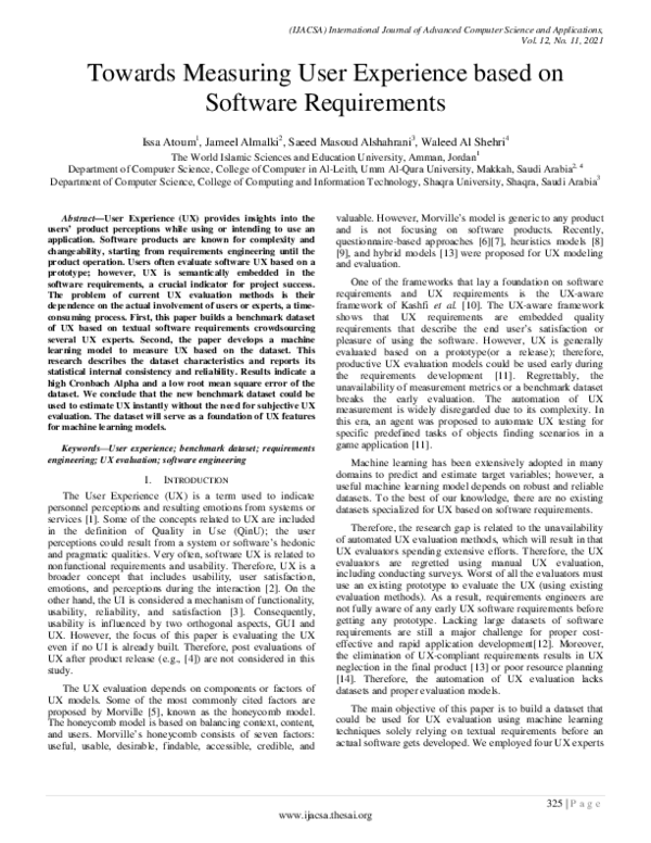 (PDF) Towards Measuring User Experience based on Software Requirements