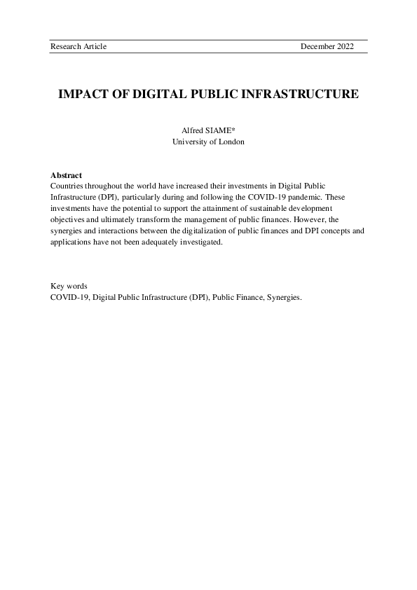 (PDF) IMPACT OF DIGITAL PUBLIC INFRASTRUCTURE (DPI)