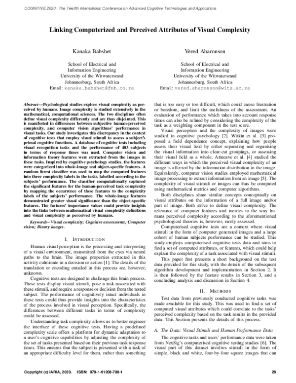 (PDF) Linking Computerized and Perceived Attributes of Visual Complexity