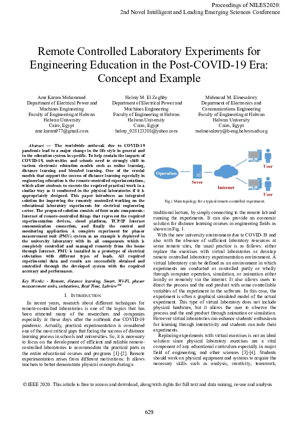 (PDF) Remote Controlled Laboratory Experiments for Engineering ...