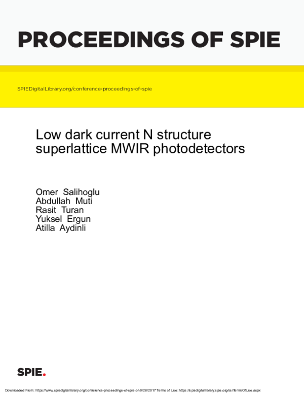 (PDF) Low dark current N structure superlattice MWIR photodetectors
