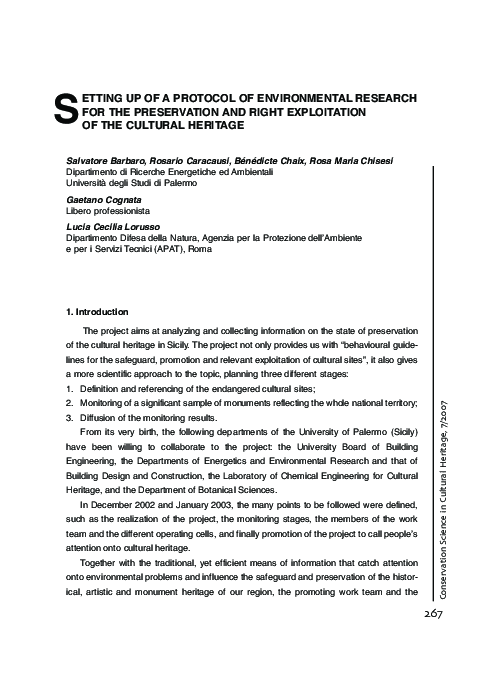 (PDF) Setting up of a protocol of environmental research for the ...