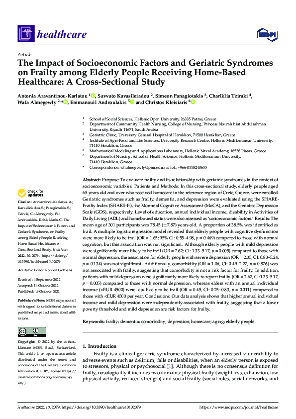 (PDF) The Impact of Socioeconomic Factors and Geriatric Syndromes on ...
