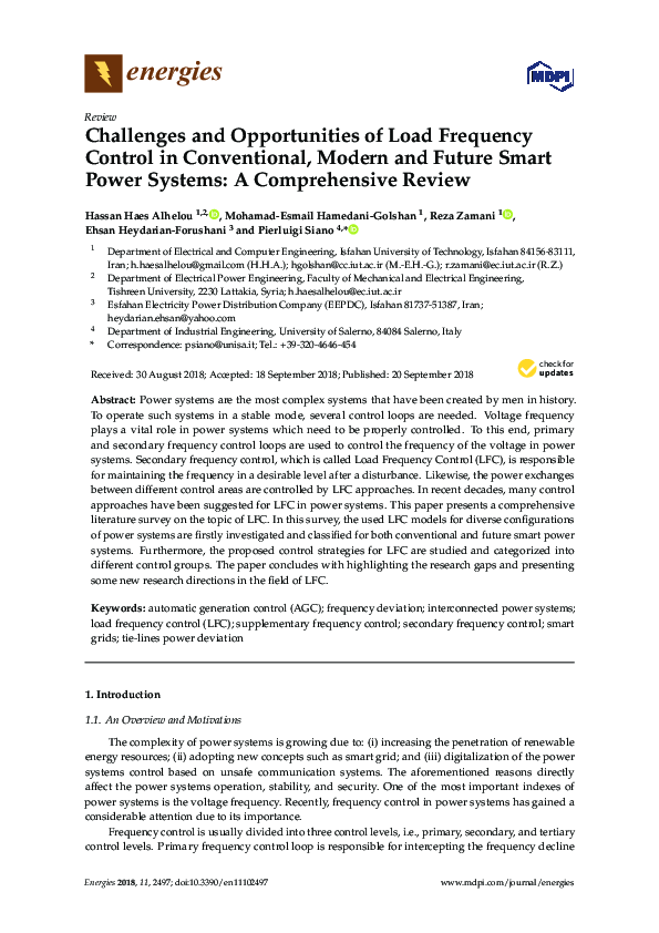 (PDF) Challenges and Opportunities of Load Frequency Control in ...