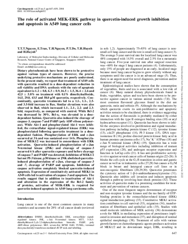 (PDF) The role of activated MEK-ERK pathway in quercetin-induced growth ...