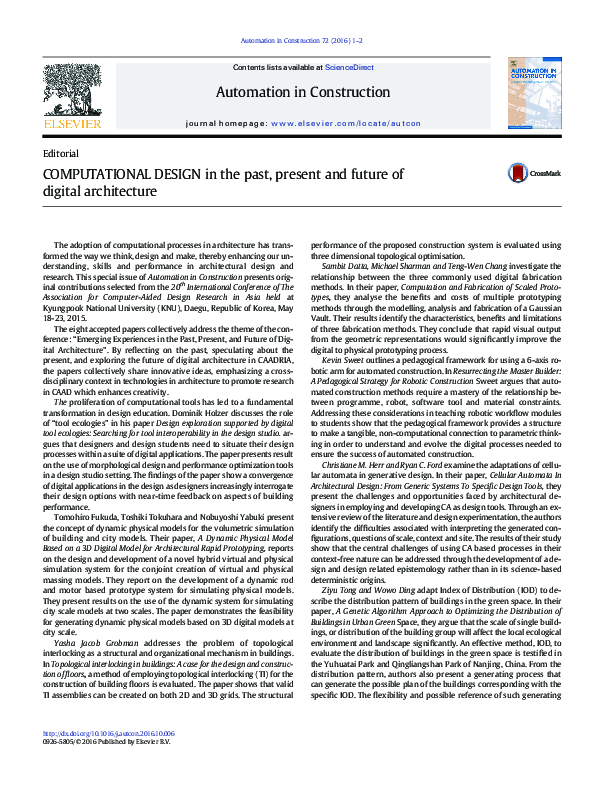 (PDF) COMPUTATIONAL DESIGN in the past, present and future of digital ...