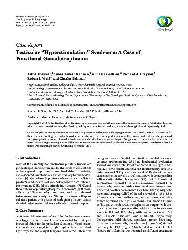 (PDF) Testicular “Hyperstimulation” Syndrome: A Case of Functional ...