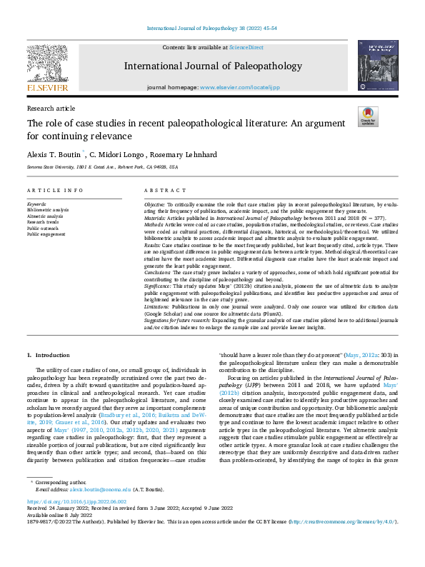 (PDF) The Role of Case Studies in Paleopathology: An Argument for ...