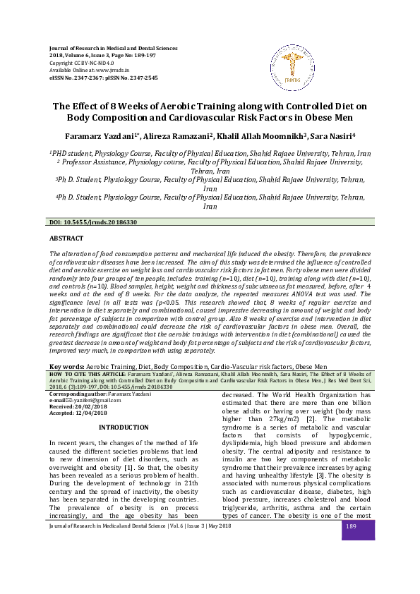 (PDF) The Effect of 8 Weeks of Aerobic Training along with Controlled ...