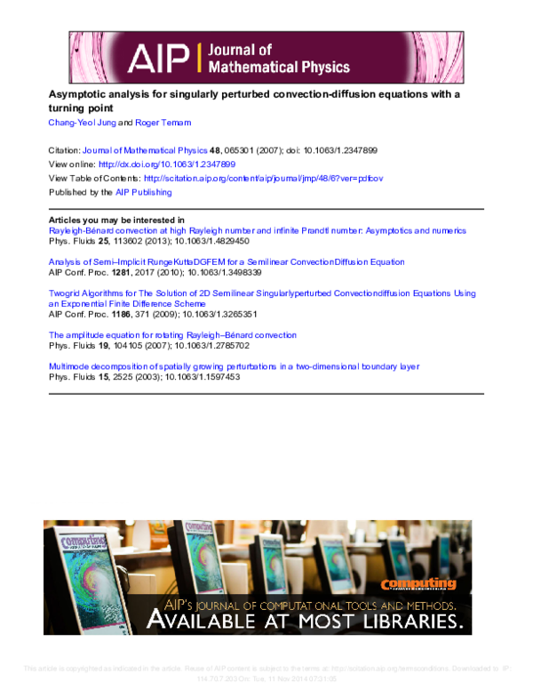 (PDF) Asymptotic analysis for singularly perturbed convection-diffusion ...