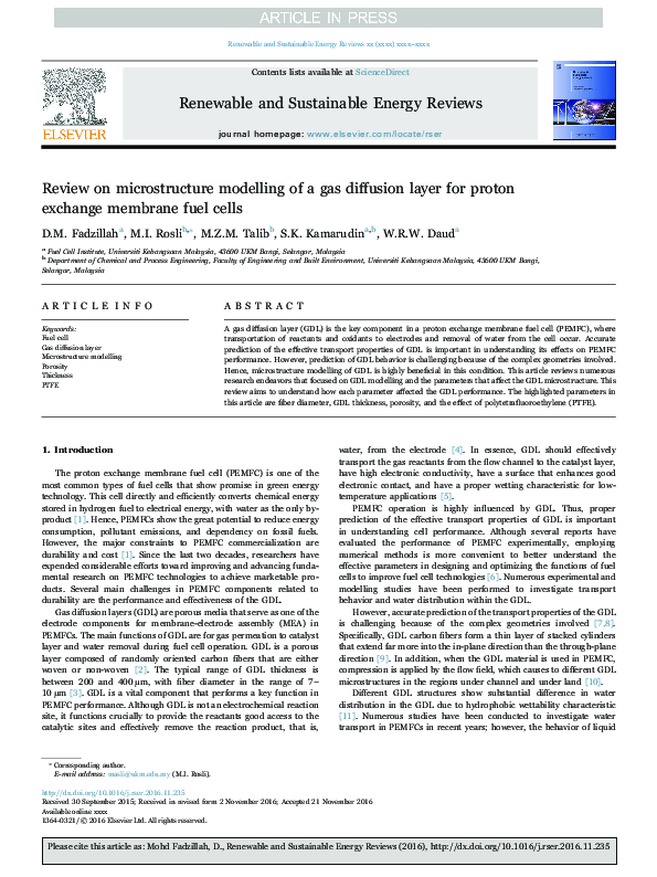 (PDF) Review on microstructure modelling of a gas diffusion layer for ...