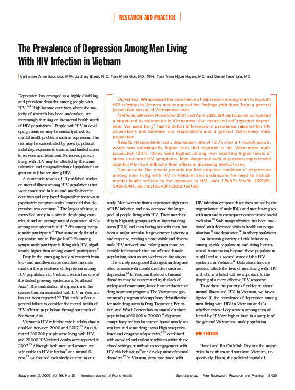(PDF) The Prevalence of Depression Among Men Living With HIV Infection ...