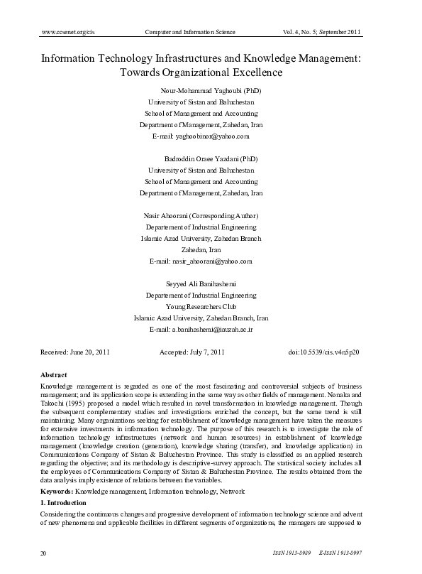 (PDF) Information Technology Infrastructures and Knowledge Management ...