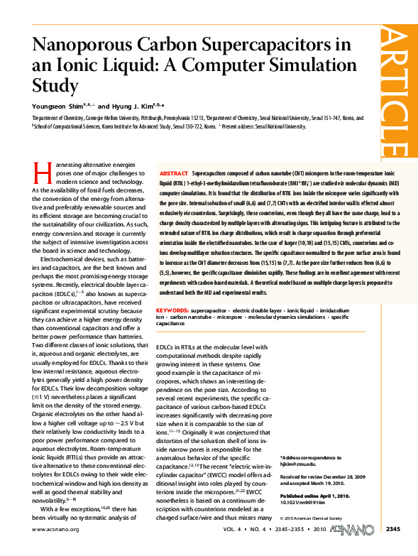 (PDF) Nanoporous Carbon Supercapacitors in an Ionic Liquid: A Computer ...