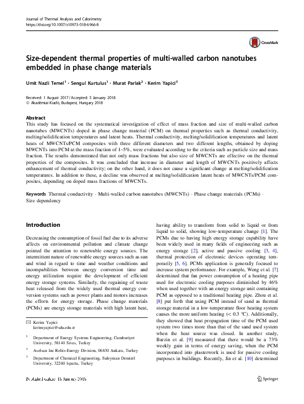 (PDF) Size-dependent thermal properties of multi-walled carbon ...