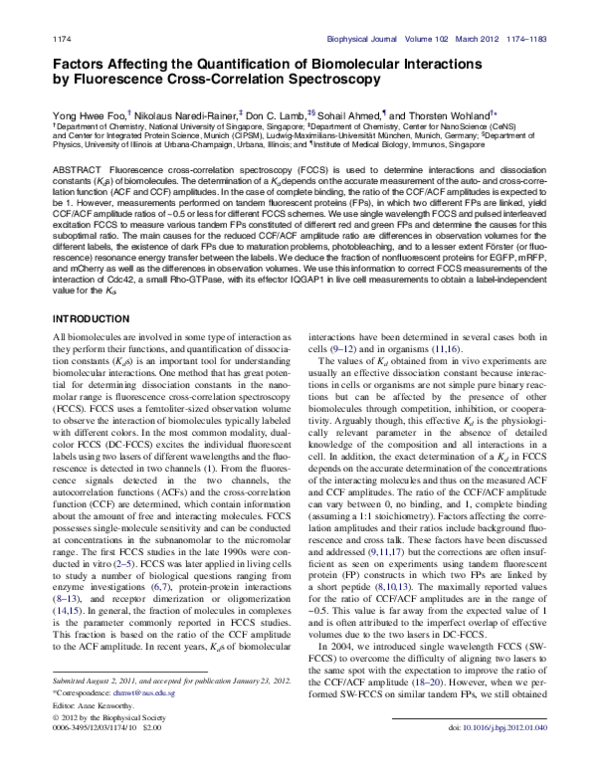 (PDF) Factors Affecting the Quantification of Biomolecular Interactions