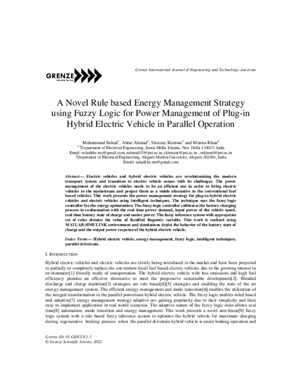 (PDF) A Novel Rule based Energy Management Strategy using Fuzzy Logic ...