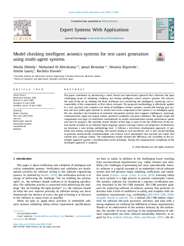 (PDF) Model checking intelligent avionics systems for test cases ...