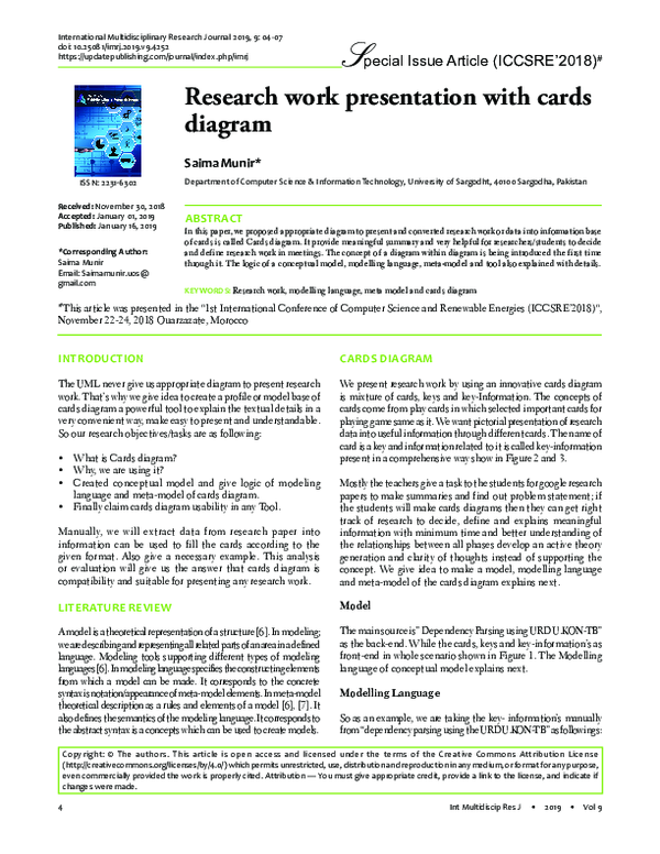 (PDF) Research work presentation with Cards Diagram