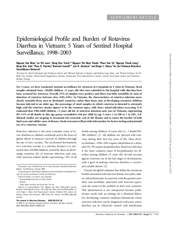 (PDF) Epidemiological Profile and Burden of Rotavirus Diarrhea in ...