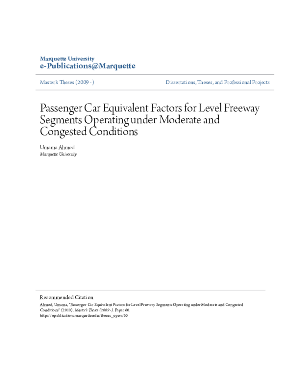 (PDF) Passenger car equivalent factors for level freeway segments