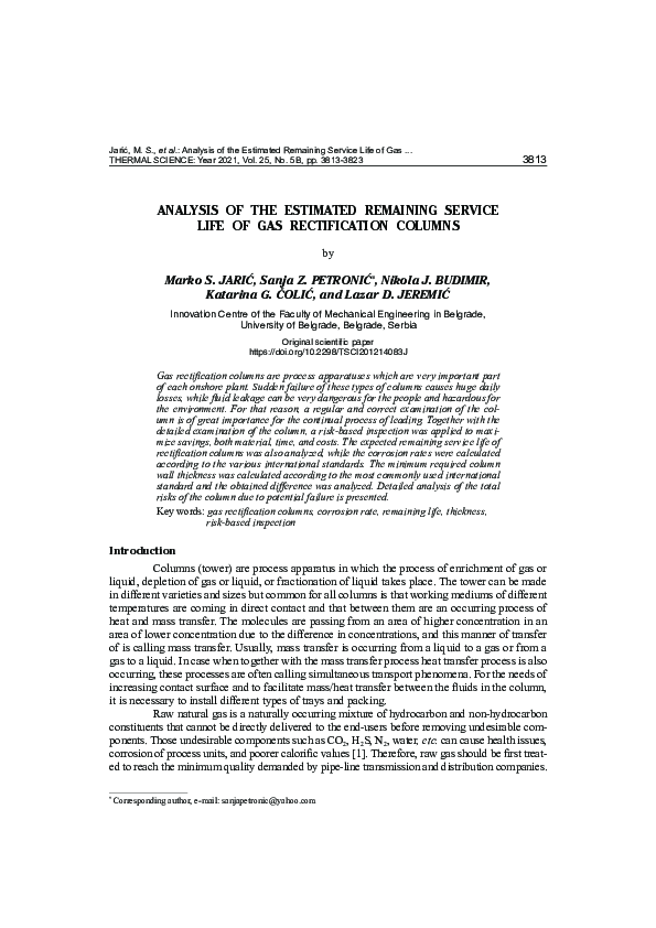 (PDF) Analysis of the estimated remaining service life of gas ...
