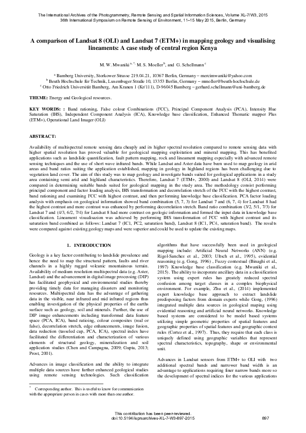(PDF) A comparison of Landsat 8 (OLI) and Landsat 7 (ETM+) in mapping ...