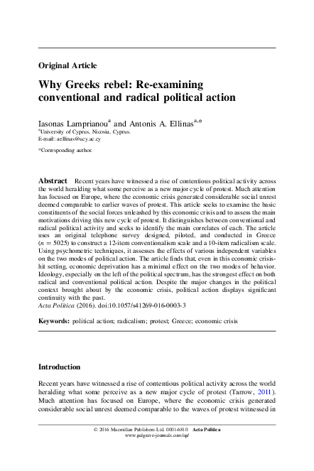 (PDF) Why Greeks rebel: Re-examining conventional and radical political ...