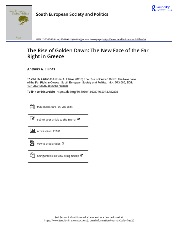 (PDF) The Rise of Golden Dawn: The New Face of the Far Right in Greece
