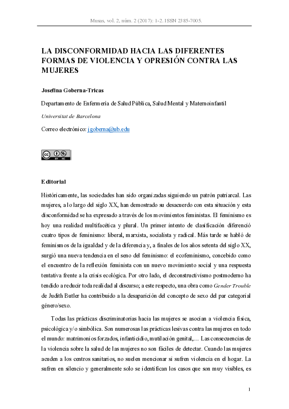 (PDF) La disconformidad hacia las diferentes formas de violencia y ...