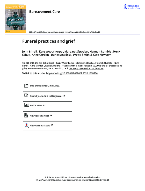 (PDF) Funeral practices and grief